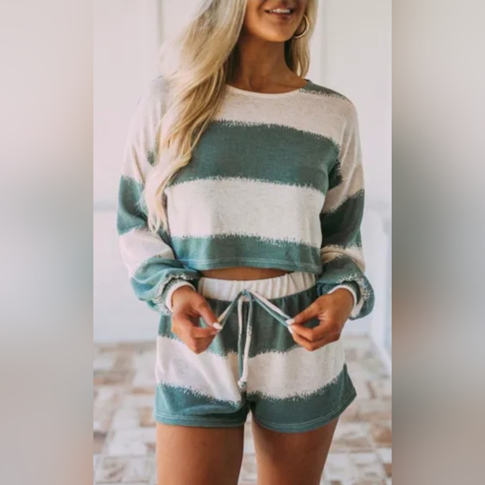 Striped Shorts & Long Sleeve Top Set NWT
